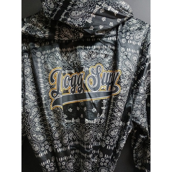 Dogg Supply By Snoop Dogg Robe Mens M Hooded Tie Pockets Black White Bandana - Picture 5 of 6